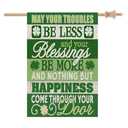 CROWNED BEAUTY St Patricks Day Blessing House Flag 28x40 Inch Double Sided Large Burlap Holiday Clovers Flag for Outside Yard CF1305-40