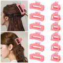 2 x 12 Pack Pink Square Claw Clips, Big and Small Neutral Rectangle Hair Claw Clips, Non-slip Matte Large Hair Clips for Women,Strong Hold jaw clip for Thick Thin Hair