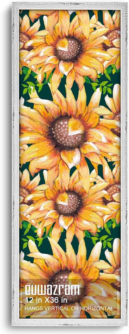 Rustic White 12x36 Frame - Single Frame, 12 x 36 Poster Frame for Artwork, Puzzles, Photos and Movie Posters Picture Frames