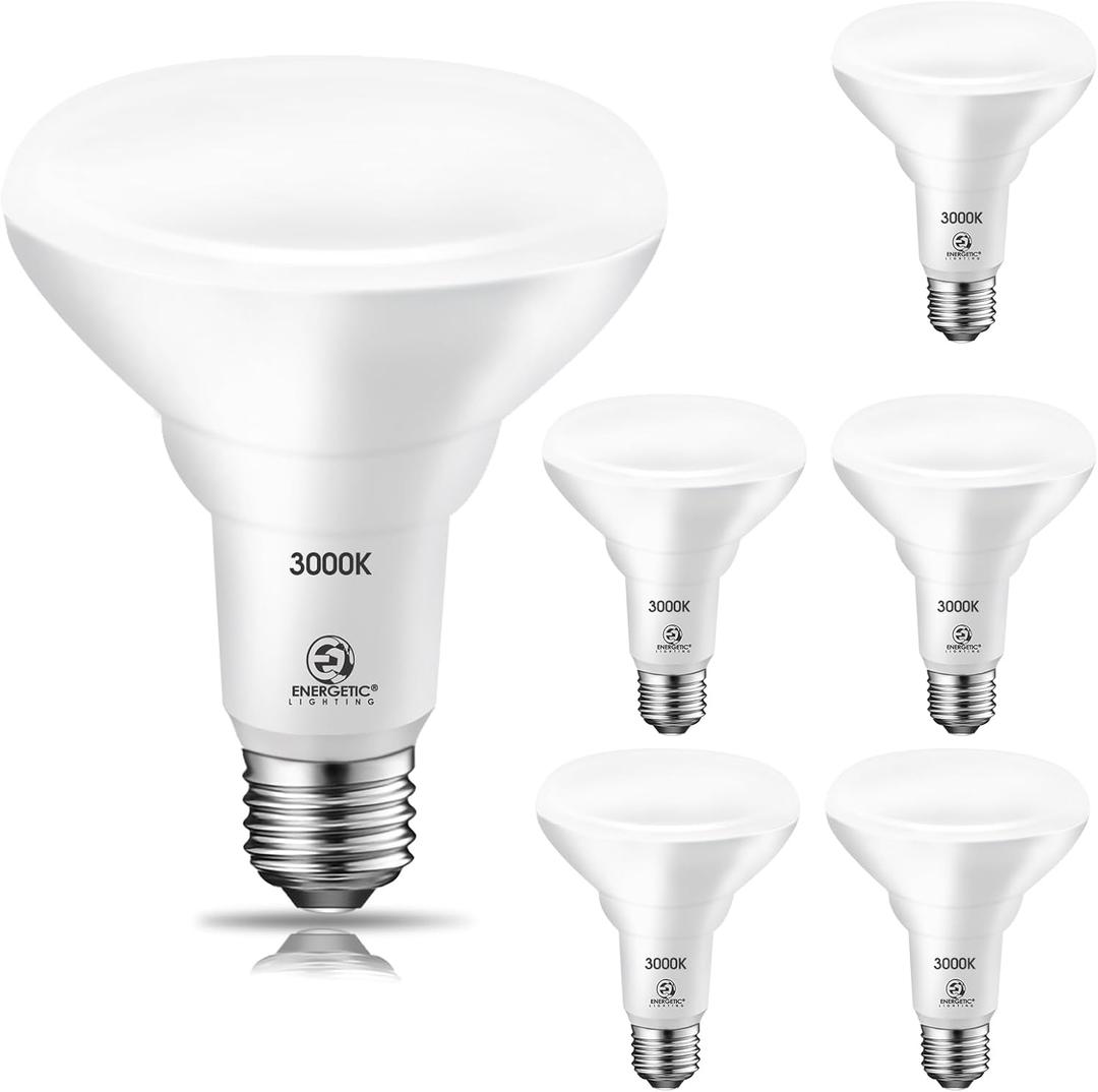 Energetic 6 Pack 65W BR30 LED Recessed Light Bulb, Dimmable, 650 Lumens, Warm White 3000K, CRI 90+, E26 Base, Indoor Flood Light for 5/6 Inches Cans