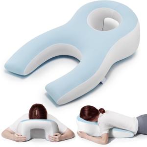 Memory Foam Face Down Pillow After Eye Surgery- Whole BBL Pillow Face Down for Stomach Sleep, Massage-Blue
