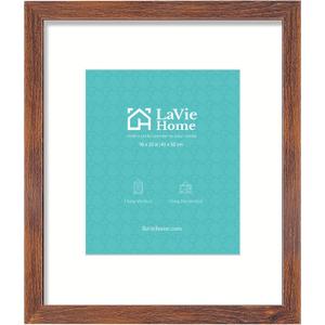 LaVie Home 16x20 Picture Frame Brown Poster Frame,Display Pictures 11x14 with Mat or 16x20 Without Mat, Stable and Sturdy Frame and Polished Plexiglass, Horizontal and Vertical Format of The Walls