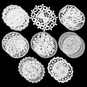16 Pieces Lace Doilies for Tables, 6 Inch Rustic Crochet Lace Coasters Table Decors Doilies Round Placemats for Kitchen Dining Room Wedding Vase Table Decoration, White