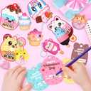 28 Pack Valentines Cards for Kids, Valentine Dessert Squishy Toys with Cards, Classroom Exchange Prizes & Party Favors, Kids Valentines Day Cards, Ideal Valentine Gifts for Boys Girls (Deep pink)