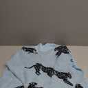 WDIRARA Women's Leopard Tiger Print Sweater High Neck Long Sleeve Fuzzy Knitted Pullover Top (Large, Blue)