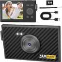 Digital Camera, FHD 1080P Kids Camera 16X Zoom Anti Shake, 48MP Compact Portable Ultra-Thin Point Shoot Camera Gift for Kid Student Children Teen Girl Boy with 32GB SD Card