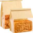 Ocmoiy 50 Pack Bread Bags for Homemade Breads, 8.7x4.3x11 Inches Resealable Tin Tie Tab Lock Large Bakery Packaging Bags with Window for Sourdough Bread, Bagels, Pastry