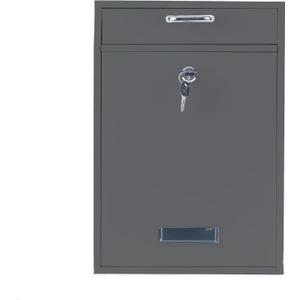 Wall Mounted Locking Vertical Dropbox Mailbox - Safe and Secure (Large) | Made with Galvanized Steel (Dark Gray)