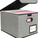 BALEINE File Organizer Box with Lid, Collapsible Hanging File Storage Box