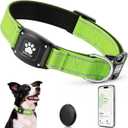GPS Dog Collar Tracker 2-in-1,Reflective Waterproof Pet Collar,iOS-Only,No Monthly Fees,Unlimited Range,Dog Tracking Collar Pet Tracker,for Dogs (M (14.5"-19.5"), Green)