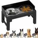 PAKEWAY Elevated Dog Bowls, Spill Proof, Tiltable Pet Feeder with 1 Slow Feeder Bowl &1 Stainless Steel Bowl, 6 Height Adjustable Raised Dog Bowls Stand for Medium Large Dogs