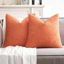 MIULEE Pack of 2 Coral Red Decorative Pillow Covers 18x18 Inch Soft Chenille Couch Spring Throw Pillows Farmhouse Cushion Covers for Home Decor Sofa Bedroom Living Room