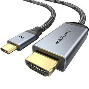 Warrky 4K 60Hz USB C to HDMI Cable 3.3ft [Anti-Interference Gold-Plated Plugs] Aluminum Type-C to HDMI 2.0 Cord, Thunderbolt 3/4/5 Compatible for iPhone 15/16 Series, MacBook, iMac, iPad Pro, Galaxy