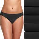 Hanes women's 5-pack Ultimate Comfort soft Stretch Bikini Panty (4, Black)