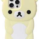IAIYOXI Soft Silicone Bear Case for iPhone 15 Pro, Cute 3D Cartoon Teddy Bear Designed, Protective Lovely Fun Adorable Fashion Phone Case, Kawaii Cover for Women Girls Kids, Yellow