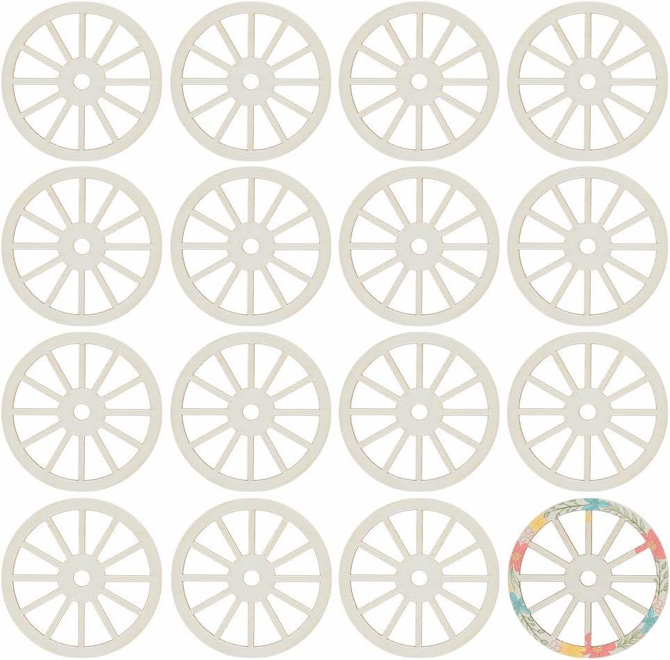 OLYCRAFT 16pcs Unfinished Wood Wheel 3.9 Inch Blank Slices 2.5mm Thick Train Car Wheel Wooden Pieces Natural Wood Cutouts Unfinished Blank Slices for Painting Drawing Home Party Decoration Crafts