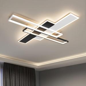 LED Ceiling Light Fixture,85W Flush Mount Ceiling Lights with Remote,Black Square Acrylic Modern Ceiling Lamp for Bedroom,Kitchen,Living Room,Study Dimmable/3000-6000K