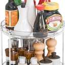 2 Tier Lazy Susan Turntable for Cabinet,Countertop,Pantry,9.5"W Spinning Seasoning Organizer,Double Rotating Kitchen Spice Rack Organizer and Condiments,Medicine,Vitamin Bottle Organizer Carousels,1Pc