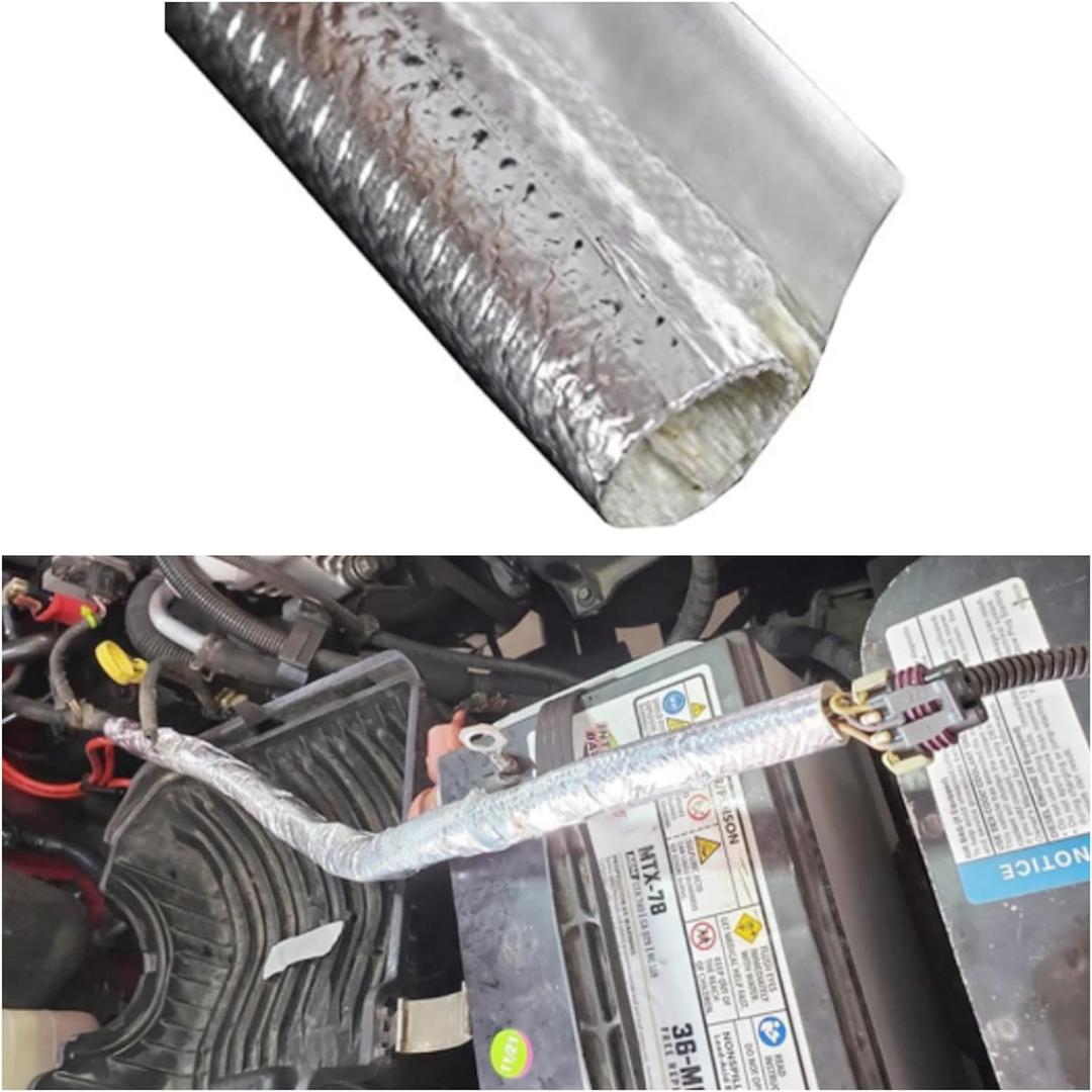 13mm - 1/2" Self Closed Aluminized Sleeve Heat Shield Protection Side Entry High Temp for Hoses, Wire Harnesses, Cables, Automotive, Exhaust 39" (1 Meter)
