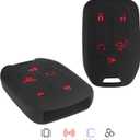 Key Fob Cover fit for GMC Sierra for Chevy Silverado 1500 2500 2500HD 3500 3500HD 2019 2020 2021 2022-2024, Soft Silicone Key Case with Keychain(Pink Button & Red Button)