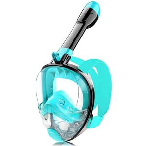 Full Face Snorkel Mask for Adults Teen, Snorkeling Gear with Detachable Camera Mount,Panoramic 180° View, Anti-Fog Anti-Leak Snorkling Set for Man and Women (Black Green-L/XL)