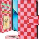 Buleens for Samsung Galaxy S23 Plus Wallet Case for Women - with Card Holder S23 Plus Flip Case Leather Crossbody Cute Aesthetic Galaxy S23+ Case with Strap Kickstand for Girls Girly, PK Plaid