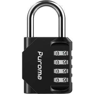 Puroma 1 Pack Combination Lock for Locker 4 Digit Outdoor Waterproof Padlock for School, Gym, Sports, Fence, Toolbox, Gate, Case, Outdoor, Hasp Storage, Cabinets (Black)