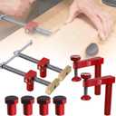 Bench Dogs Clamp Set, Woodworking Clamps with 4 Bench Dogs for 3/4 Inch (19mm) Workbench Dog Hole, Adjustable Dog Hole Clamp with 2 Ratchet Wrenches, Workbench Accessories for Woodworking Clamp