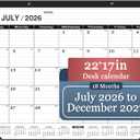 Desk Calendar 2026-2027 large 22 x17 (July 2026-December 2027) 2026-2027 Desk Calendar Large 22 x17,Classic Black Calendar 2027,Calendar 2027 with Plastic Cover