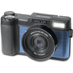 Minolta 30MP Digital Camera 2.7K Ultra HD Video, 3-inch 180 LCD Screen, Face Detection, Anti-Shake, 9 Scene Modes, Photo Burst, Panorama, CMOS Sensor, 32GB Card (Blue)