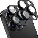 SHANG PIN JIA 2 Pack Camera Lens Protector for iPhone 13 Pro/13 Pro Max,[Not Easy to Breakn ] AR Tempered Glass Strong Adsorption Metal Camera Cover Screen-Black
