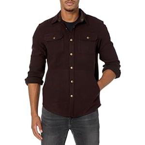 Pendleton Men's Long Sleeve Snap Front Forrest Shirt, Red Mix/ Brown Twill, Small