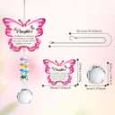 Sympathy Butterfly Crystal Suncatcher Gifts for Loss of Daughter Bereavement Gift Idea for Loss of Daughter Crystal Suncatcher Butterfly Rainbow Maker Window Hanging (Pink)
