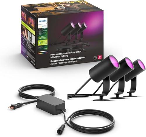 Philips Hue Lily Outdoor Smart Spot Light Base Kit - White and Color Ambiance LED Walkway Lights - Low Voltage Landscape Lighting - Requires Bridge - Control with App and Voice - Weatherproof - 2 Pack