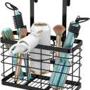 Hair Tool Organizer - Blow Dryer & Hair Dryer Holder Cabinet Door, Bathroom Organizer & Storage Basket for Styling Tools (Black-pro)