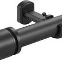 1 1/8 Inch Diameter Curtain Rods 72 to 144 Inches(6-12ft), Telescoping Heavy Duty Large Drapery Rod with Adjustable Aluminum Alloy Bracket, Solid End Caps for Windows Patio Decoration, Matte Black