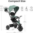 QPlay Baby Tricycle Ages 10 Months - 6 Years,6 in 1 Toddler Tricycle Stroller with Adjustable Parent Handle,Safety Harness & Wheel Brakes,Removable Canopy, Trike Bike Gifts for Boys & Girls (Green)