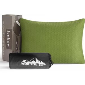 Ivellow Memory Foam Travel Pillow Compressible Camping Pillow for Sleeping Shredded Memory Foam Pillow Compact Firm Supportive Small Pillow for Adults Kids Outdoor Backpacking Hiking Essential Gear-S