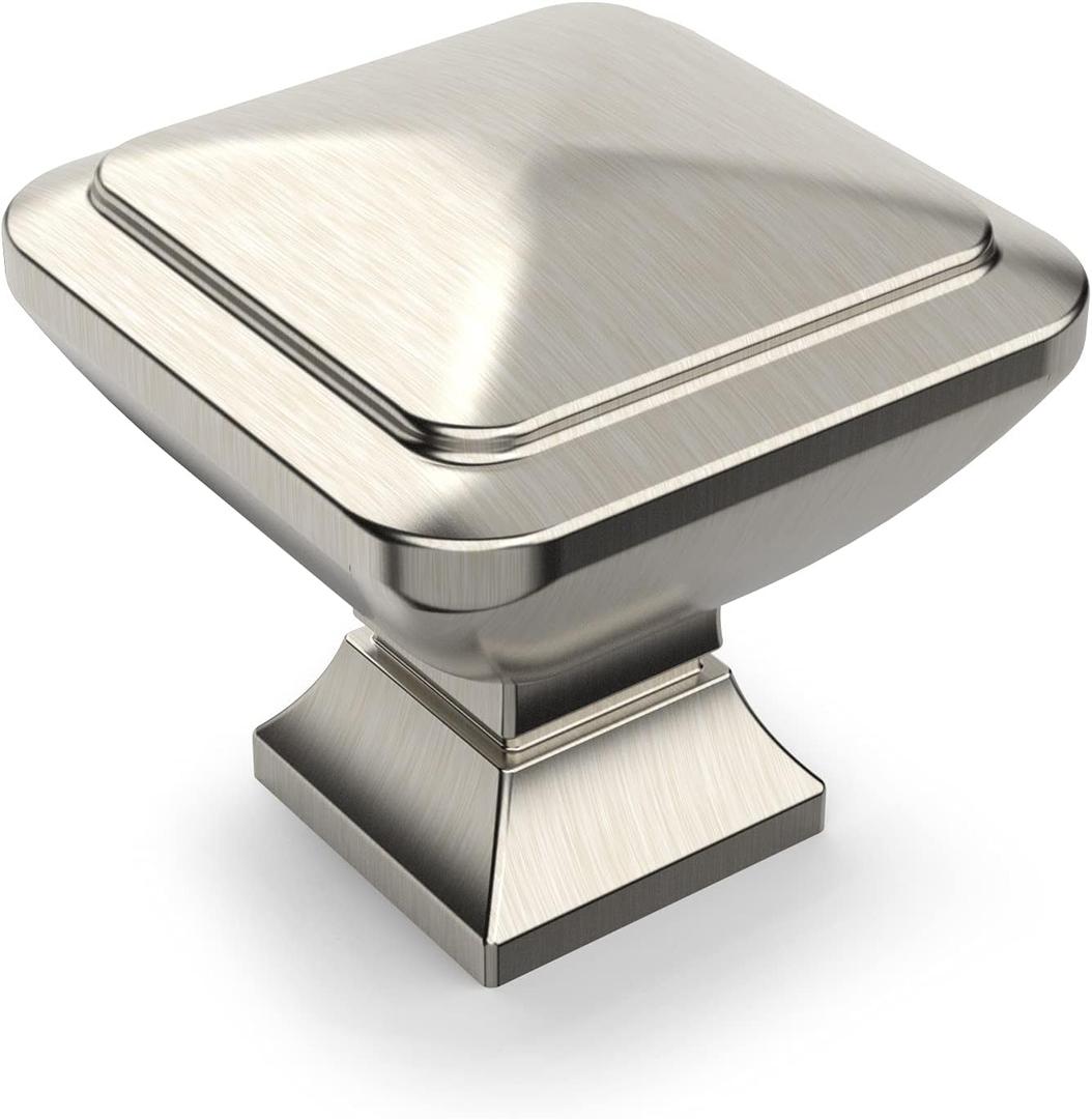 Asidrama 30 Pack 1-1/4 inch Brushed Satin Nickel Kitchen Cabinet Knobs Dresser Knobs Drawer Knobs Cabinet Hardware Zinc Knobs for Dresser Drawers (Single Hole Knob)