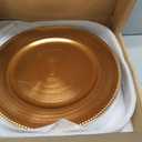 Gold Charger Plates 10PCS,13inch Round Beaded Plastic Charger Plates,Plate Chargers Bulk for wedding,Dinner,Party,Decoration(Gold 10), 1313