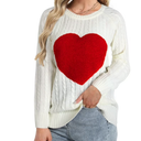 Alsol Lamesa Women's Cute Heart Sweater Long Sleeve Crewneck Pullover Ribbed Knit Casual Sweaters Medium