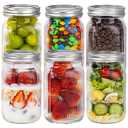 WELLIFE 6 Pcs Wide Mouth Mason Jars 32 OZ, Large Mason Jars for Food Storage, Overnight Oats, Honey, Sauces, Meal Prep, Salad, Yogurt