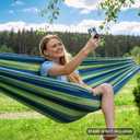 SUNCREAT Portable Tree Hammock, Double Hammocks 2 Person with Outer Bag, Blue Stripe