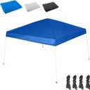 10x10FT Canopy Replacement Top Only, Waterproof Pop-Up Canopy Tent Top Cover with Ropes, Instant Canopy Top Sunshade Silver Coated for Outdoor Garden Patio Camping (Blue)