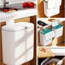 Wall Mounted Kitchen Compost Bin with Lid, Hanging Trash Can for Cabinet Door, White Plastic Food Scrap Bin for Kitchen Counter and Under Sink, 3.3 Gal