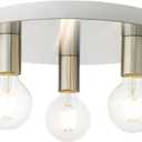 Livex Lighting, 45873-91, Hillview, Medium Flush Mount, Brushed Nickel with White Canopy