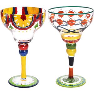 Set of 2 Margarita Glass, 10 Oz Mexican Hand Blown Glasses Modern Bar Cups for Martini, Handcrafted Coupe Drinking Glassware Stemware for Cocktail Champagne, Party Decorations