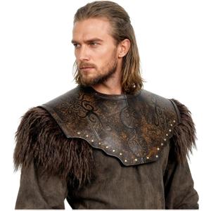 L'VOW Viking Leather Breastplate Adult Chest Armor Renaissance LARP Knight Cosplay Medieval Accessory (Brown-fur)