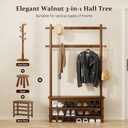 Hall Tree with Shoe Storage Bench, 3-in-1 Entryway Coat Rack with Bench, 11 Hooks, Freestanding Wooden Entryway Organizer for Mudroom, 35" Long