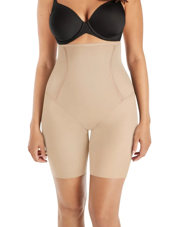 Maidenform Women's Power Slimmer Hi-Waist Thigh Slimmer, Latte Lift, M